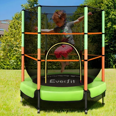 $96.98 • Buy Everfit Trampoline 4.5FT Kids Trampolines Cover Safety Net Pad Ladder Gift Green
