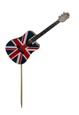 Union Jack Guitar Cake Topper - Union Jack Guitar Cake Decoration - G16CT • £2.99