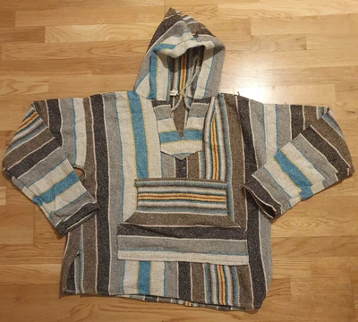 £21.95 • Buy MOLINA MEXICAN BAJA HOODIE Poncho Festival Striped Hippy Top Mens Womens Large L