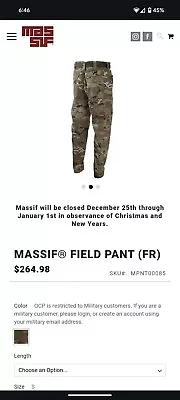 Massif Field Pant Multicam FR AFSOC Small Regular • $100