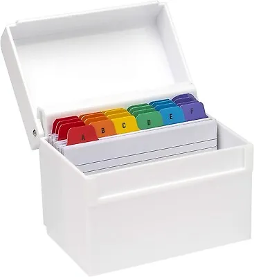 OSCO White Hi-Gloss Index Box With 100 Cards And Coloured Tab White • £17.95