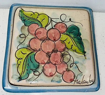 Fratantoni For Vietri Tile Wall Art Terracotta GRAPES Italy SIGNED ML51C • $23.50