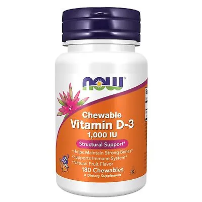 NOW FOODS Vitamin D-3 1000 IU - 180 Chewables • $9.31