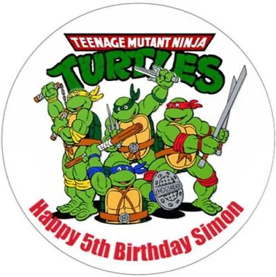 £5.45 • Buy Teenage Mutant Ninja Turtles Personalised 8  Round Edible Cake Topper