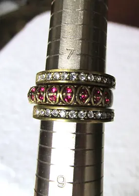 NEW QVC-La Vintage Rhinestone Stack Rings Size 7 White And Pink • $10