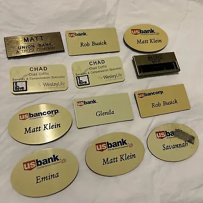 Vintage US BANK Union Name Tag Lot Of￼ 12 Magnet Pin Back Wesley Life Iowa IA • $19