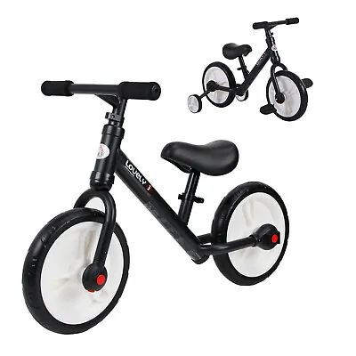 HOMCOM Kids Balance Training Bike Toy W/ Stabilizers For Child 2-5 Years Black • £39.99