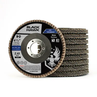 10 Pack 4.5  X 7/8  Black Hawk 40 Grit Zirconia Flap Disc Grinding Wheels T27 • $27.49