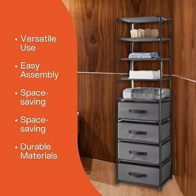 MDESIGN Fabric 4-Drawer Storage Organizer Unit For Closet Unit With 4 Canvas- • £36.36