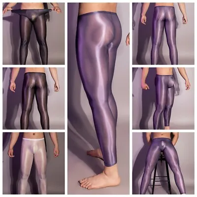 US Men Skinny Compression High Elastic Stocking See Through Pantyhose Pouch  • $5.39