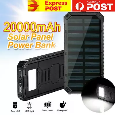 $16.89 • Buy New Portable Power Solar Bank External Battery Dual USB Phone Charger 20000mAh!