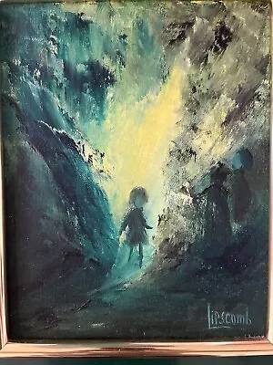 Vintage 70’s Painting Signed Lipscomb Of Faceless Children Dark Eerie Scene • $300