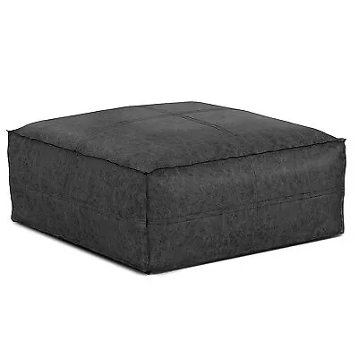 Wendal Large Square Coffee Table Pouf Distressed Black - WyndenHall • $162.99