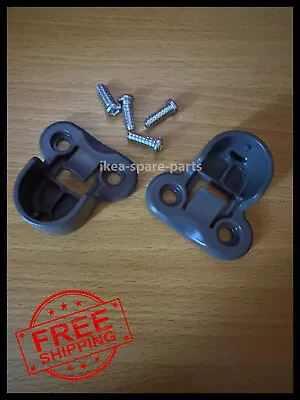 130627 X 2 Genuine IKEA GREY PAX Wardrobe Brackets Clips For Rail + Screws • £3.50