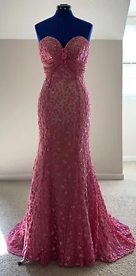 Vintage Jovani Pink Sequins Evening Dress Size S • $180.99