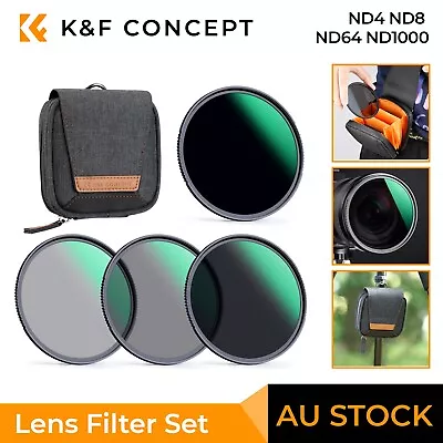 K&F Concept ND4 ND8 ND64 ND1000 Filter Kit For Camera Lens+ Filter Pouch 49-82mm • $115.99