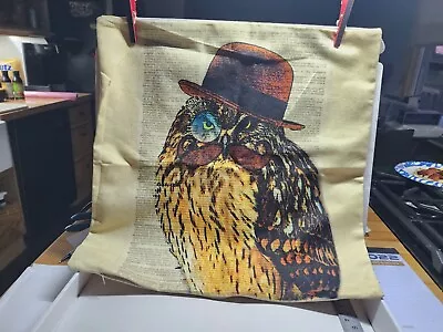  18  X 18  Throw Pillow Cover Owl With Hat And Mustache • $5.99