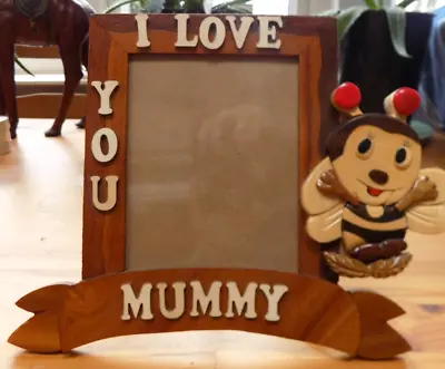 Picture Photo Frame Wooden I Love You Mummy With Carved Bee Photo Size 4 X 5' • £9.99