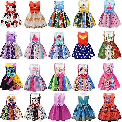 $19.96 • Buy Girls Cartoon Costume Bowknot Dress Skirt Princess Party Birthday Fancy Gifts AU