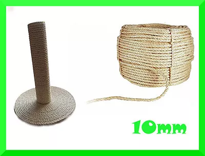 10mm Natural Sisal Rope Twisted BraidedDeckingGardenCat Scratching PostCraft • £3.61