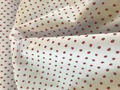 Tiny Strawberry Fabric Material Polycotton Cotton Craft Dress Jam Strawberries • £2.30