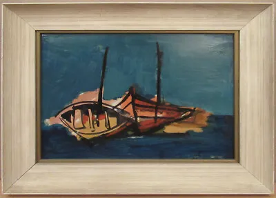 Israeli Artist Gershon Davidovitz (Davidowicz Davidovitch) Painting Of Sailboat • $395
