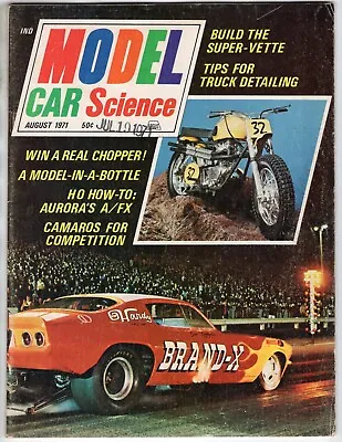 MODEL CAR SCIENCE Magazine Aug 1971 MOTORCYCLE Slot Car HO Racing KITS Vintage • $14.95