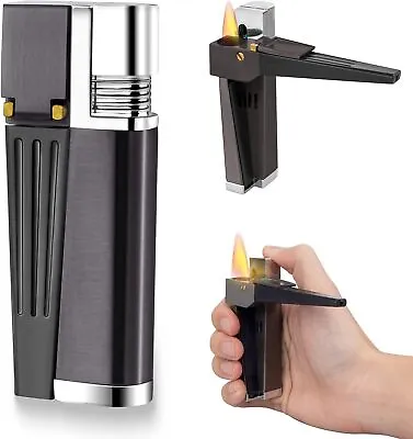 Foldable Metal Lighter Pipe Combination Portable Smoking Lighter Black 2 In 1 • $9.89