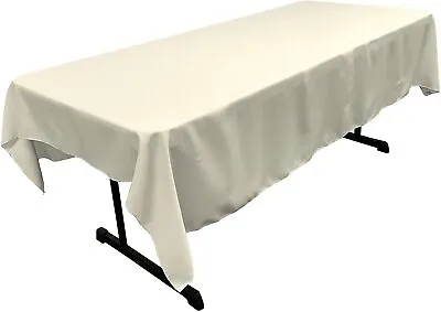 60 Inch Ivory Polyester Poplin Rectangular Tablecloth Wedding Event Party • $12.99