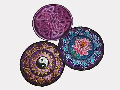 3 X EMBROIDERED PATCHES * 9cm Brand New * IRON/SEW * Lotus * Celtic * Yin Yang • £8.99