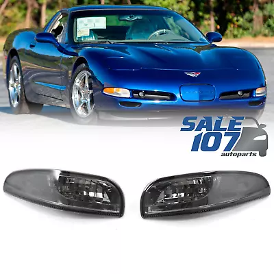 For 1997-2004 Corvette C5 Front Bumper Fog Lights Smoke Housing Black Left+Right • $89.94