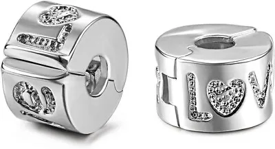 Authentic 2Pc Clip Lock Spacer Stopper Charm Bead Suits Pandora Bracelet NEW USA • $9.99