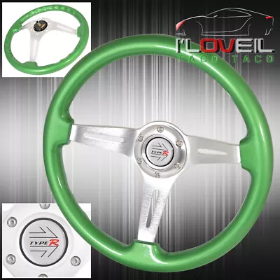 For Dodge Jeep 345mm 6 Bolt Aluminum Frame Green Trim Steering Wheel Type R • $63.99