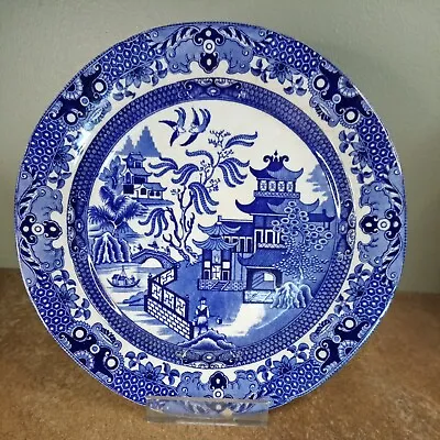 £5.95 • Buy Vintage, Burleigh Ware Burgess & Leigh, Decorative 23.5cm Blue Willow Plate A/F