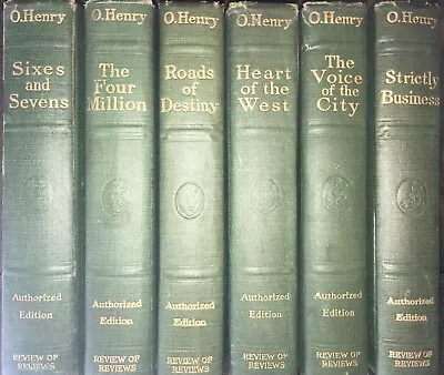 Six Volumes Of O. Henry From The Authorized Edition  Doubleday 1917 Review Green • $25