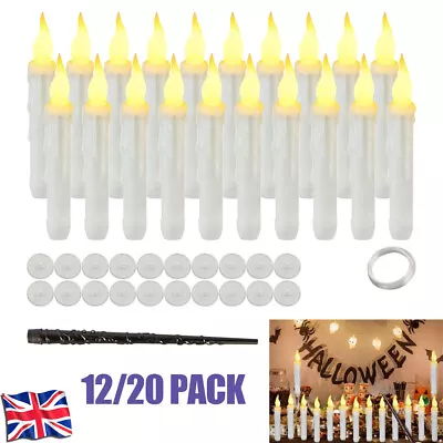 Floating Taper Candles 12/20X Halloween Hanging LED Candles Lights Warm White UK • £18.83