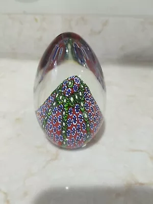 Vintage Glass Act Paper Weight Flowers Egg Shaped Home Decor Decorations Colorfu • $9.99