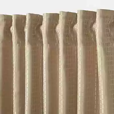 1 PAIR B&Q Mandlay Beige Spotted Stripe Unlined Pencil Pleat Curtains • £28.99