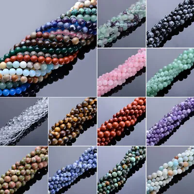 15  Wholesale Natural Gemstone Round Spacer Beads 4mm 6mm 8mm DIY Jewelry Making • $3.07