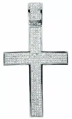 2.00 Ct Lab Created Diamond Men's Religious Cross 2  Pendant 925 Sterling Silver • $158.84