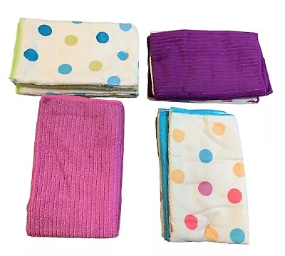 4 Pack Polka Dot Microfibre Kitchen Tea Towel Dish Drying Absorbent Soft Cloth • £4.99