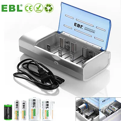 EBL Battery Charger For C D AA AAA 9V Ni-MH Ni-CD Rechargeable Batteries • $14.99