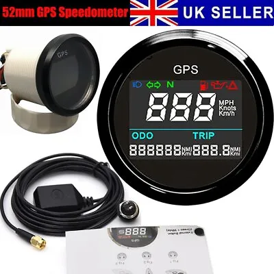 52mm Digital GPS Speedometer Gauge Trip Meter Odometer Adjustable Car Motorcycle • £47.99