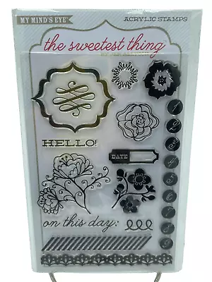 My Mind's Eye Hello Acrylic Stamp Set Hello Flowers Numbers On This Day • $2.49