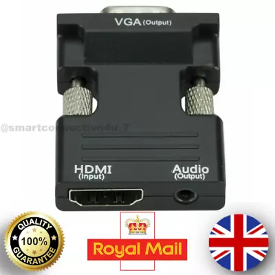 £3.99 • Buy 1080P HDMI To VGA Converter Adapter Connector Cable With Audio Output Quality UK