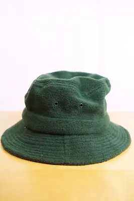 VINTAGE 90s Deadstock Green Fleece Bucket Hat ~  NWOT Streetwear • $10