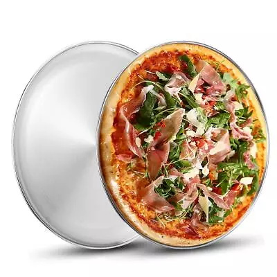 Deedro Stainless Steel Pizza Pan 13½ Inch Round Tray 2 Pack Silver  • $21.89