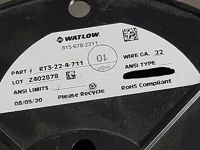 Watlow RT3-22-4-711 22/3C R-R-W PVC/PVC Shielded RTD Wire Cable White /50ft • $39.99