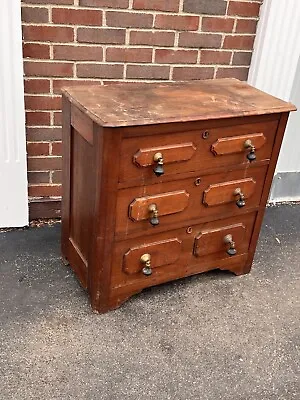 Victorian Late 1800's Walnut Nightstand Small Dresser Chest 3 Drawer *Project • $150