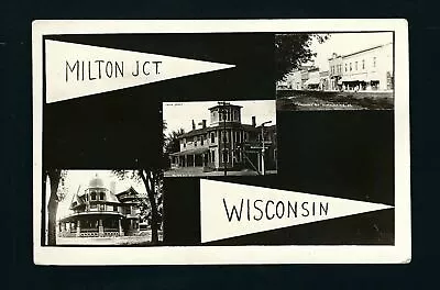 Milton Junction Wisconsin WI C1915 RPPC 3 Pix PC Union Depot Main St Stores &+ • $16.98